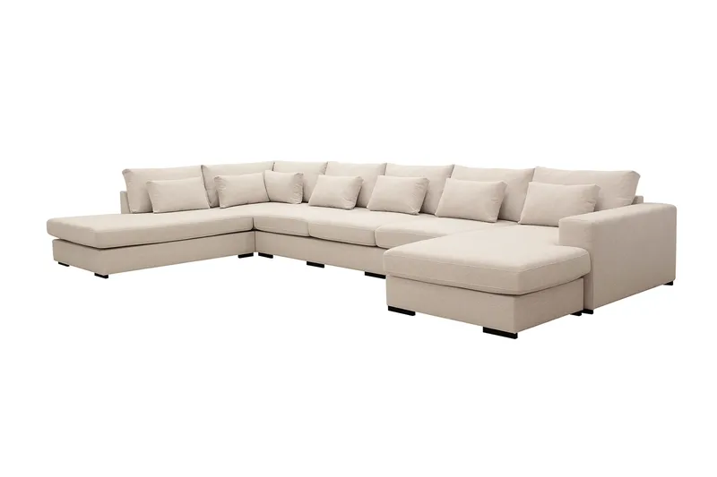 Grande 6-sits U-Soffa med Divan Höger - Beige Tyg - Möbler - Vardagsrum - Soffor - U-soffor