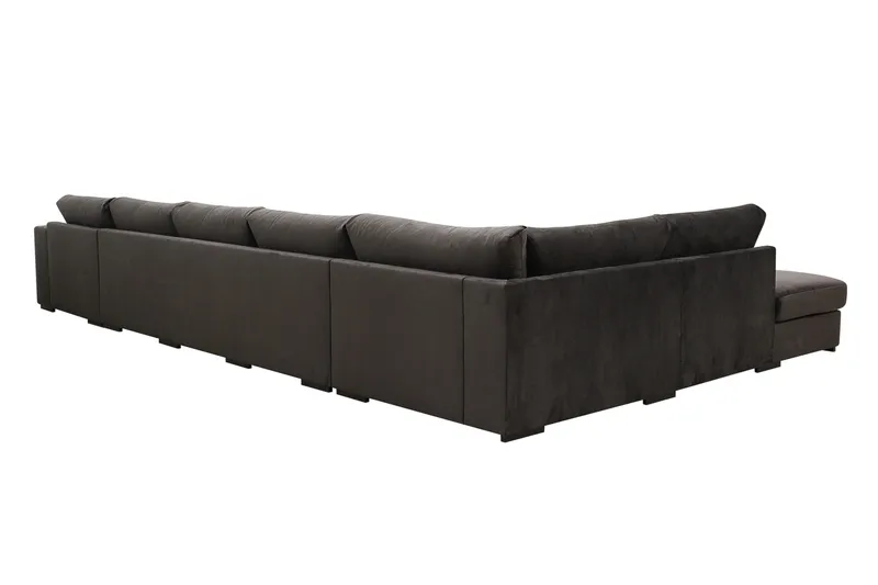 Grande 6-sits U-Soffa med Divan Höger - Mörkgrå Sammet - Möbler - Vardagsrum - Soffor - Sammetssoffor