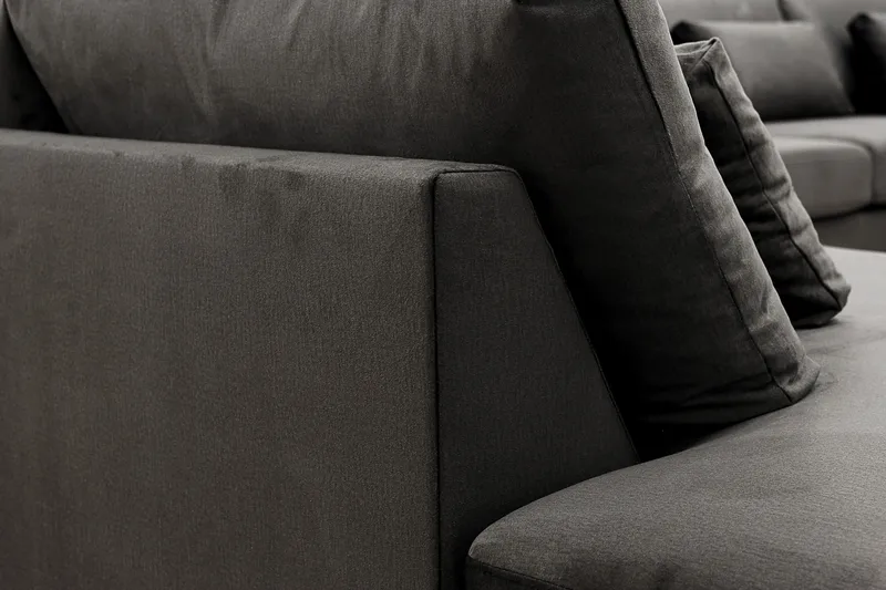 Grande 6-sits U-Soffa med Divan Höger - Mörkgrå Sammet - Möbler - Vardagsrum - Soffor - Sammetssoffor