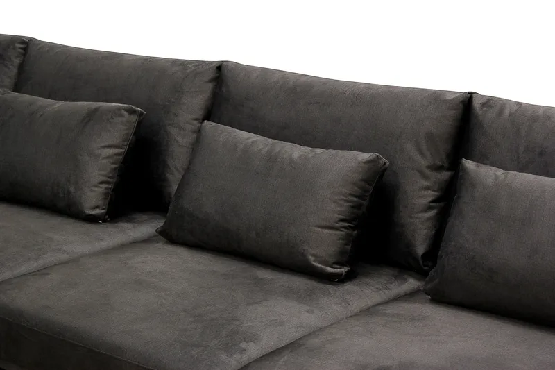 Grande 6-sits U-Soffa med Divan Höger - Mörkgrå Sammet - Möbler - Vardagsrum - Soffor - Sammetssoffor