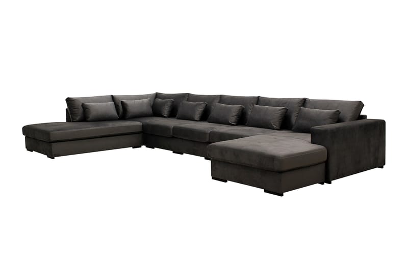 Grande 6-sits U-Soffa med Divan Höger - Mörkgrå Sammet - Möbler - Vardagsrum - Soffor - Sammetssoffor