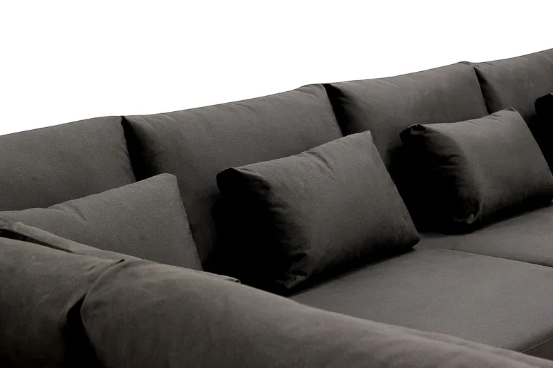 Grande 6-sits U-Soffa med Divan Höger - Mörkgrå Sammet - Möbler - Vardagsrum - Soffor - Sammetssoffor