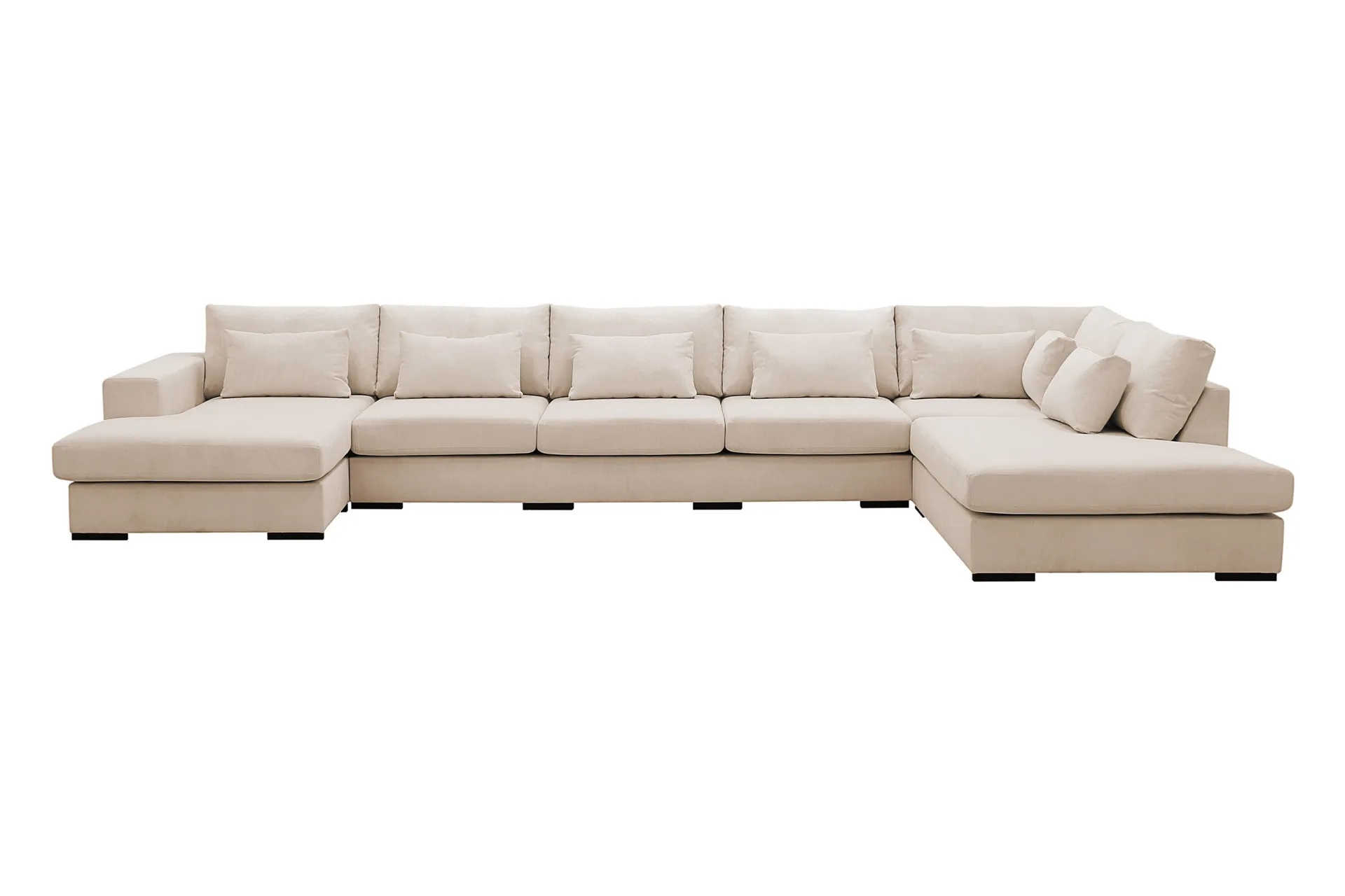 grande 6-sits u-soffa med divan vänster - beige manchester