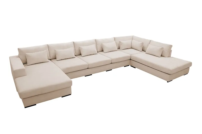 Grande 6-sits U-Soffa med Divan Vänster - Beige Manchester - Möbler - Vardagsrum - Soffor - U-soffor