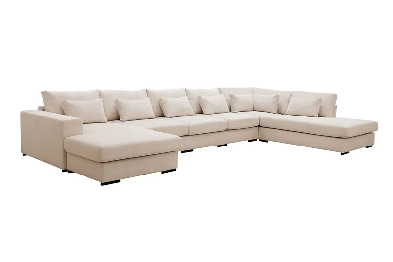 Grande 6-sits U-Soffa med Divan Vänster - Beige Manchester - Möbler - Vardagsrum - Soffor - U-soffor