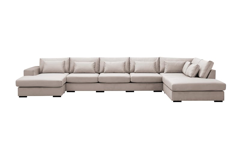 Grande 6-sits U-Soffa med Divan Vänster - Beige Sammet - Möbler - Vardagsrum - Soffor - Sammetssoffor