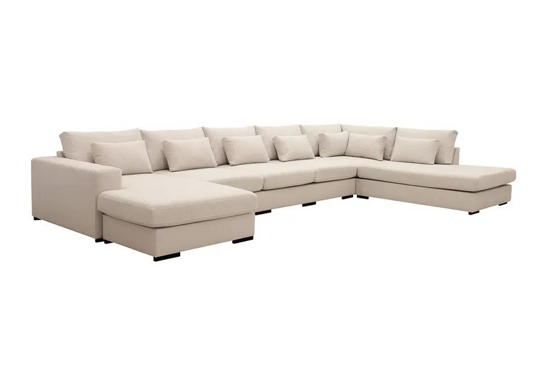 Grande 6-sits U-Soffa med Divan Vänster - Beige Tyg - Möbler - Vardagsrum - Soffor - U-soffor