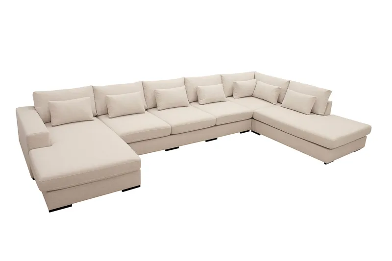 Grande 6-sits U-Soffa med Divan Vänster - Beige Tyg - Möbler - Vardagsrum - Soffor - U-soffor