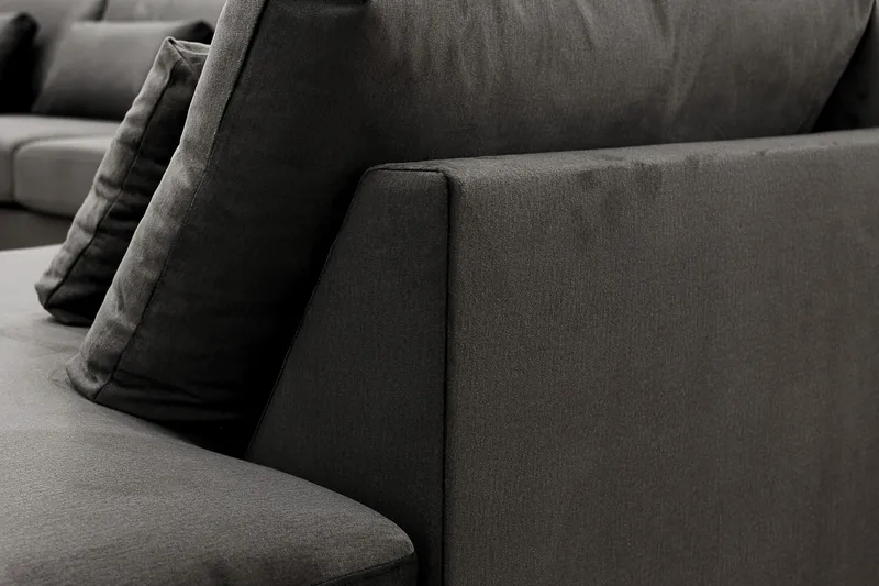 Grande 6-sits U-Soffa med Divan Vänster - Mörkgrå Sammet - Möbler - Vardagsrum - Soffor - Sammetssoffor