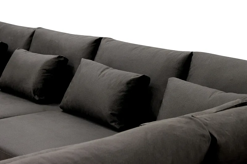 Grande 6-sits U-Soffa med Divan Vänster - Mörkgrå Sammet - Möbler - Vardagsrum - Soffor - Sammetssoffor