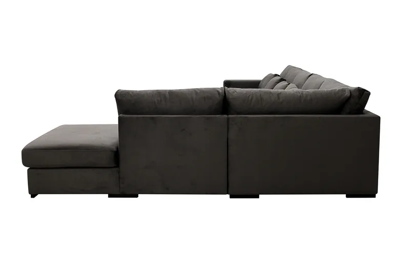 Grande 6-sits U-Soffa med Divan Vänster - Mörkgrå Sammet - Möbler - Vardagsrum - Soffor - Sammetssoffor