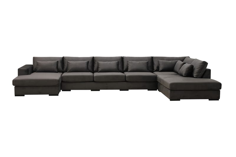 Grande 6-sits U-Soffa med Divan Vänster - Mörkgrå Sammet - Möbler - Vardagsrum - Soffor - Sammetssoffor