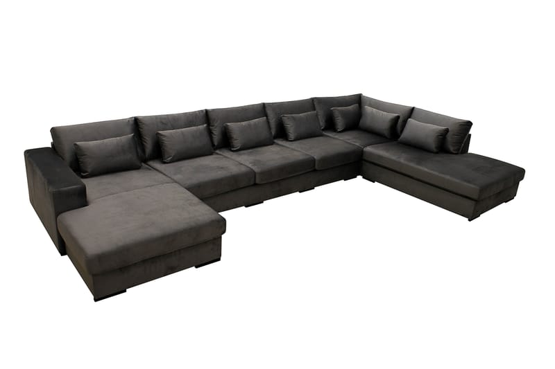 Grande 6-sits U-Soffa med Divan Vänster - Mörkgrå Sammet - Möbler - Vardagsrum - Soffor - Sammetssoffor