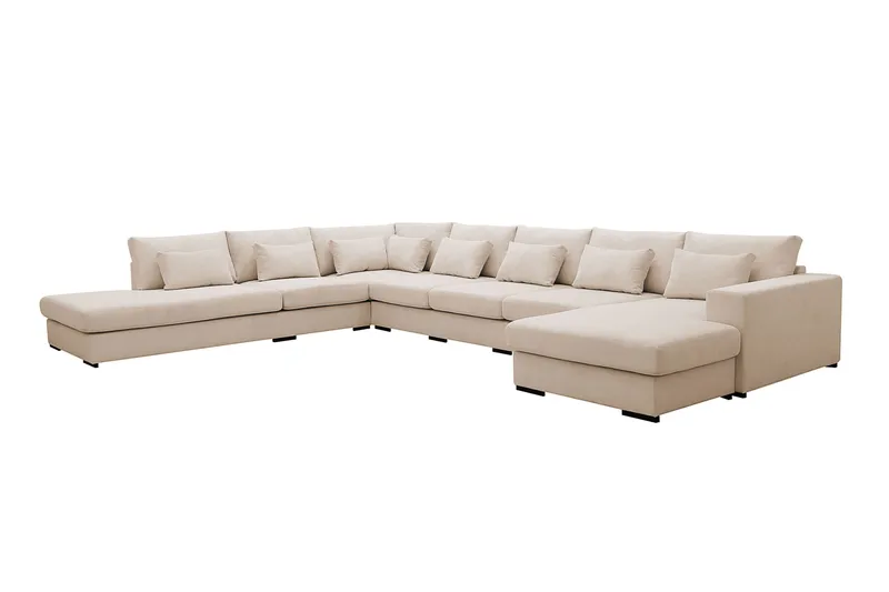 Grande Stor 7-sits U-Soffa med Divan Höger - Beige Manchester - Möbler - Vardagsrum - Soffor - U-soffor