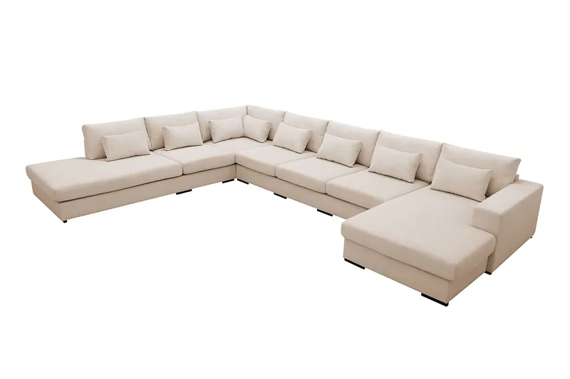 Grande Stor 7-sits U-Soffa med Divan Höger - Beige Manchester - Möbler - Vardagsrum - Soffor - U-soffor