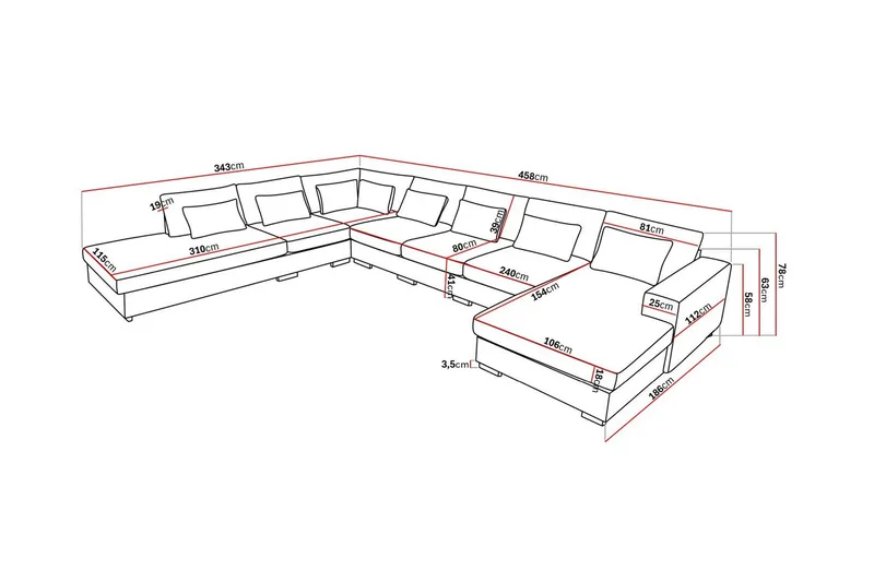 Grande Stor 7-sits U-Soffa med Divan Höger - Beige Sammet - Möbler - Vardagsrum - Soffor - Sammetssoffor