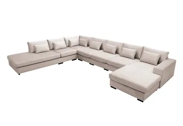 Grande Stor 7-sits U-Soffa med Divan Höger - Beige Sammet - Möbler - Vardagsrum - Soffor - Modulsoffor - Komplett modulsoffa