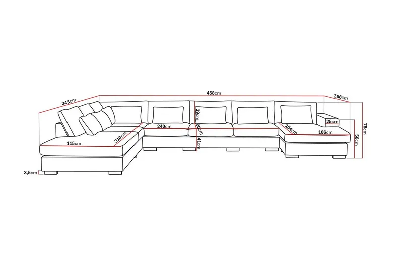 Grande Stor 7-sits U-Soffa med Divan Höger - Beige Tyg - Möbler - Vardagsrum - Soffor - Modulsoffor - Komplett modulsoffa
