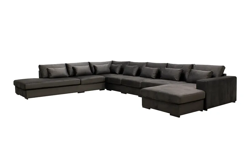 Grande Stor 7-sits U-Soffa med Divan Höger - Mörkgrå Sammet - Möbler - Vardagsrum - Soffor - Modulsoffor - Komplett modulsoffa