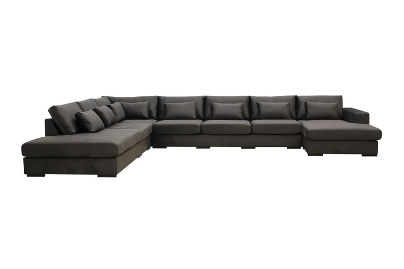 Grande Stor 7-sits U-Soffa med Divan Höger - Mörkgrå Sammet - Möbler - Vardagsrum - Soffor - Modulsoffor - Komplett modulsoffa