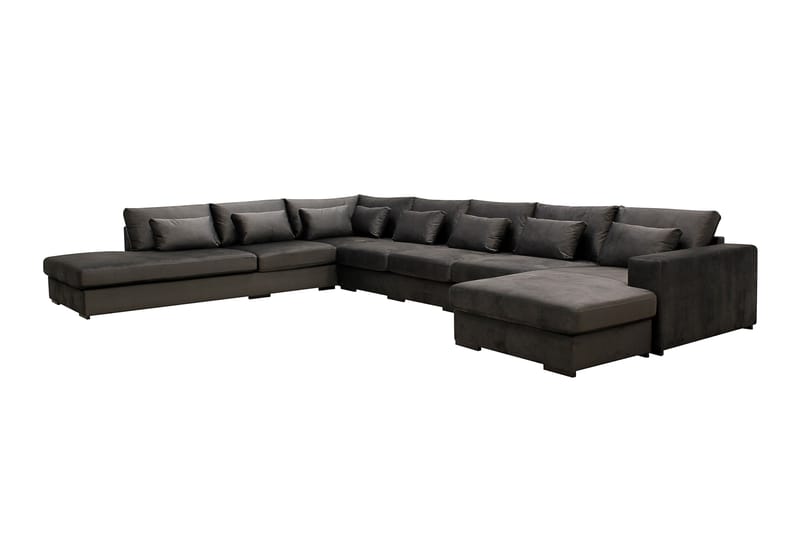 Grande Stor 7-sits U-Soffa med Divan Höger - Mörkgrå Sammet - Möbler - Vardagsrum - Soffor - Sammetssoffor