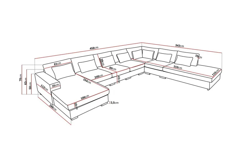 Grande Stor 7-sits U-Soffa med Divan Vänster - Beige Manchester - Möbler - Vardagsrum - Soffor - Modulsoffor - Komplett modulsoffa