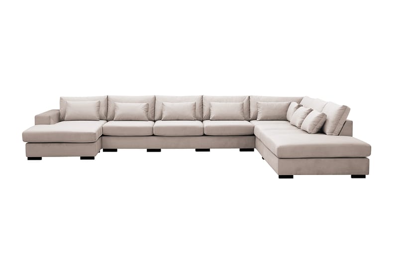 Grande Stor 7-sits U-Soffa med Divan Vänster - Beige Sammet - Möbler - Vardagsrum - Soffor - Sammetssoffor