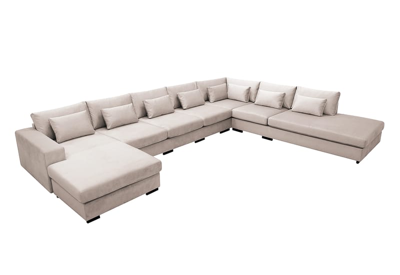 Grande Stor 7-sits U-Soffa med Divan Vänster - Beige Sammet - Möbler - Vardagsrum - Soffor - Sammetssoffor