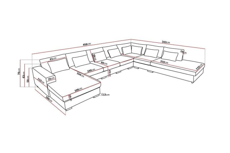 Grande Stor 7-sits U-Soffa med Divan Vänster - Mörkgrå Sammet - Möbler - Vardagsrum - Soffor - Sammetssoffor