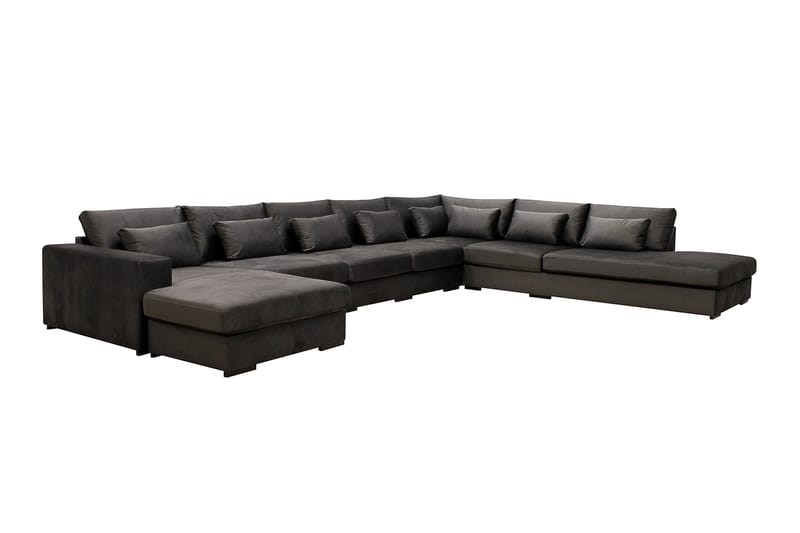Grande Stor 7-sits U-Soffa med Divan Vänster - Mörkgrå Sammet - Möbler - Vardagsrum - Soffor - Sammetssoffor