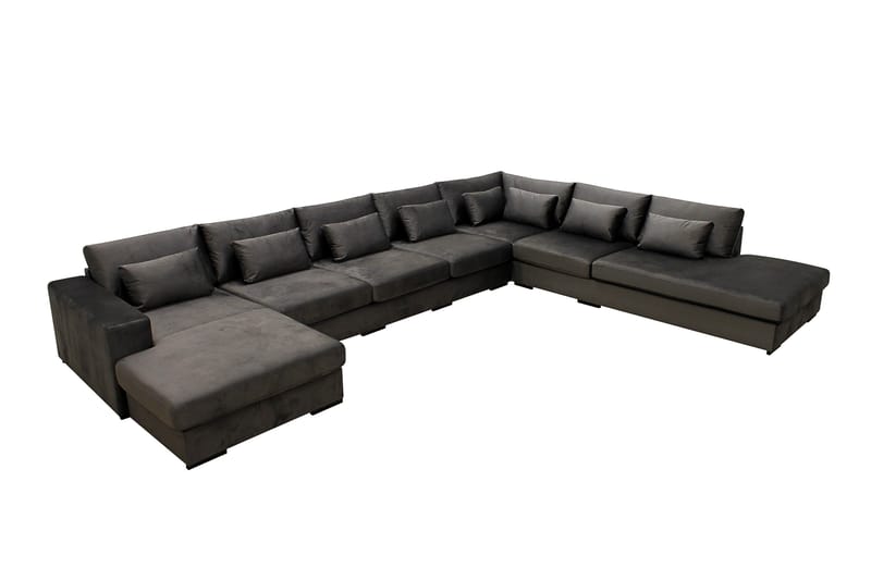 Grande Stor 7-sits U-Soffa med Divan Vänster - Mörkgrå Sammet - Möbler - Vardagsrum - Soffor - Modulsoffor - Komplett modulsoffa