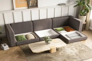 Hagblom 4-sits Divansoffa med Förvaring Vändbar - Taupe - Möbler - Vardagsrum - Soffor - Divansoffa & schäslong