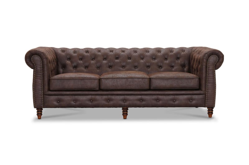 HALIFAX 3-sits Soffa Brun - chesterfield soffor - Skinnsoffor - 3-sits soffor