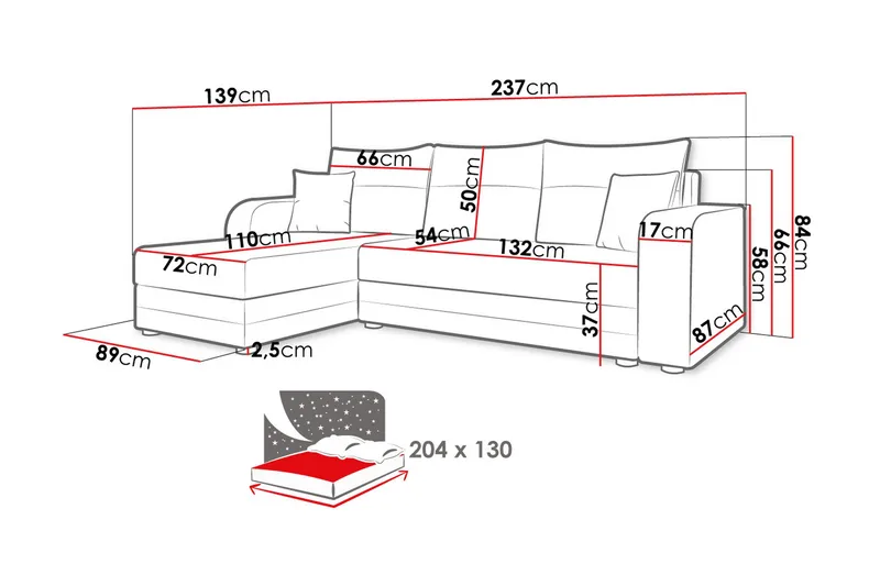 Hewlet Soffa med Divan 3-sits - Blå - Möbler - Vardagsrum - Soffor - Divansoffa & schäslong