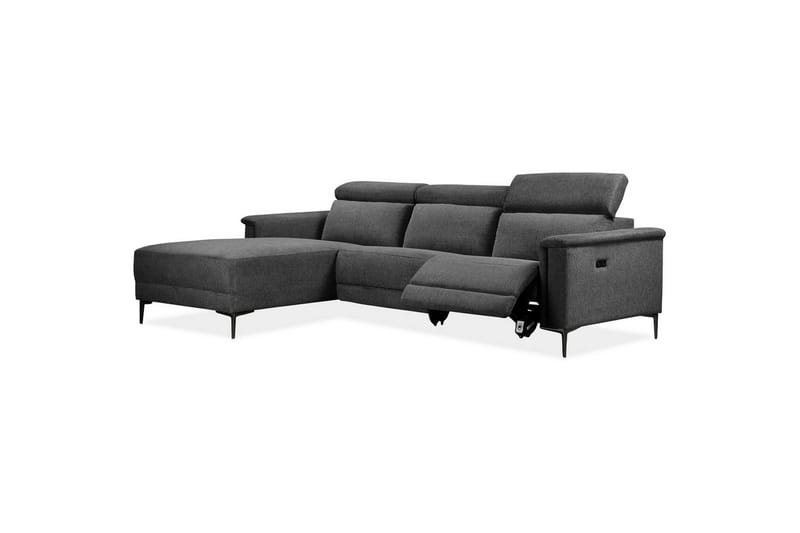 Hörnsoffa 3-sits Lund Antracit, Belfast tyg, Vänster Elektrisk Fåtölj - Antracit, Belfast tyg, Vänster Elektrisk Fåtölj - Möbler - Vardagsrum - Soffor - Reclinersoffor & Biosoffor