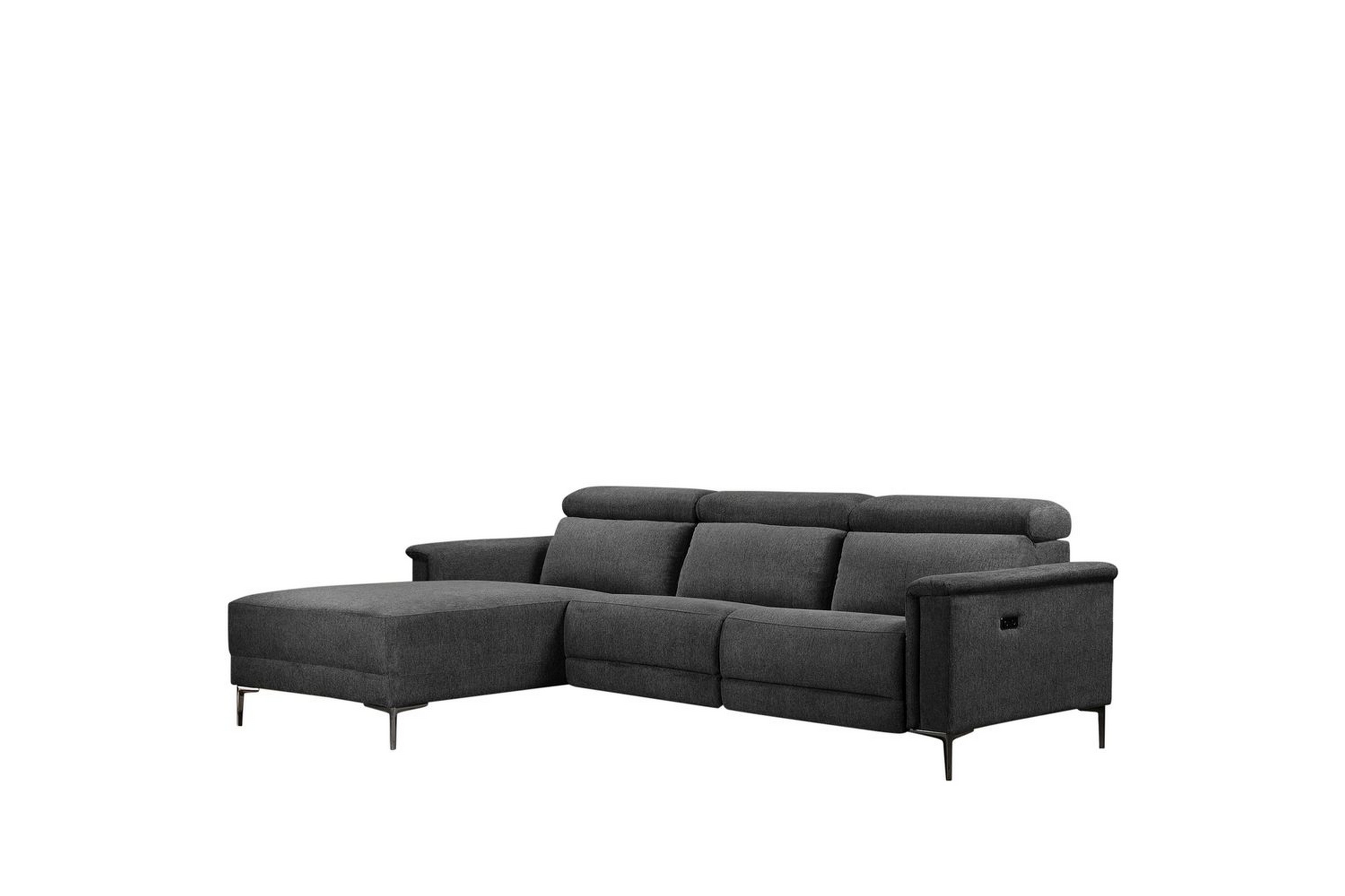 hörnsoffa 3-sits lund antracit, belfast tyg, vänster elektrisk fåtölj - antracit, belfast tyg, vänster elektrisk fåtölj