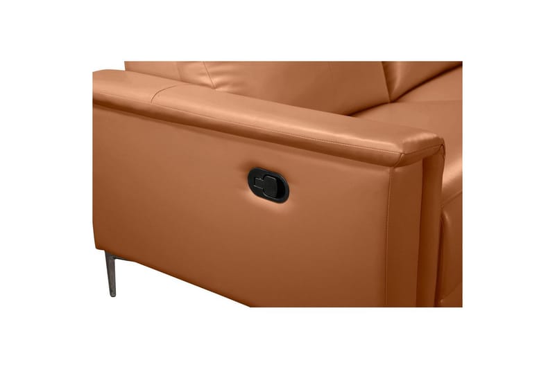 Hörnsoffa 3-sits Lund Cognac, Läder/PU, Höger manuell vilstol - Cognac, Läder/PU, Höger manuell vilstol - Möbler - Vardagsrum - Soffor - Skinnsoffor