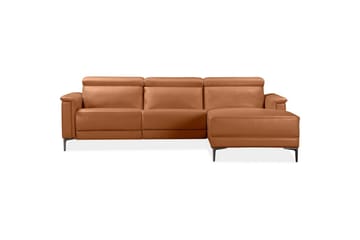 Hörnsoffa 3-sits Lund Cognac, Läder/PU, Höger manuell vilstol - Cognac, Läder/PU, Höger manuell vilstol - Möbler - Vardagsrum - Soffor - Reclinersoffor & Biosoffor