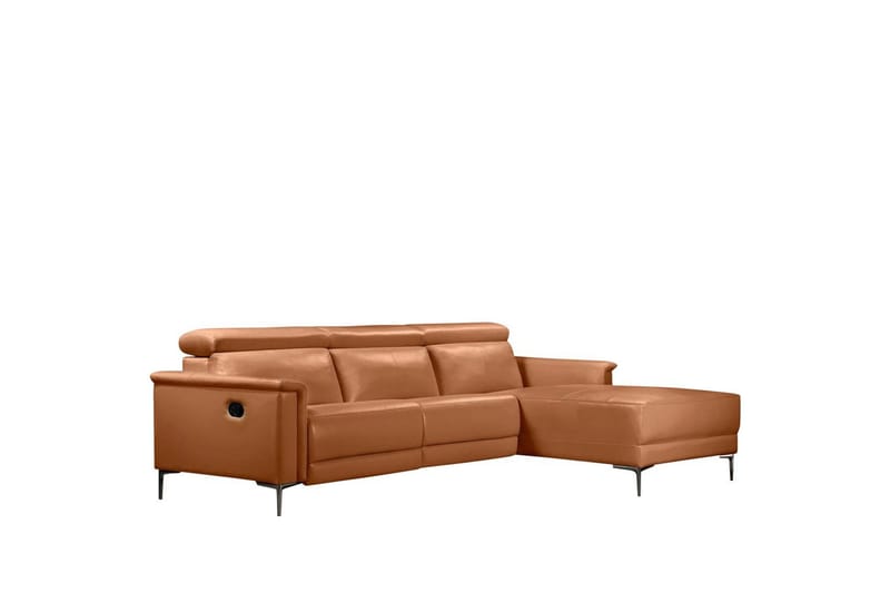 Hörnsoffa 3-sits Lund Cognac, Läder/PU, Höger manuell vilstol - Cognac, Läder/PU, Höger manuell vilstol - Möbler - Vardagsrum - Soffor - Reclinersoffor & Biosoffor