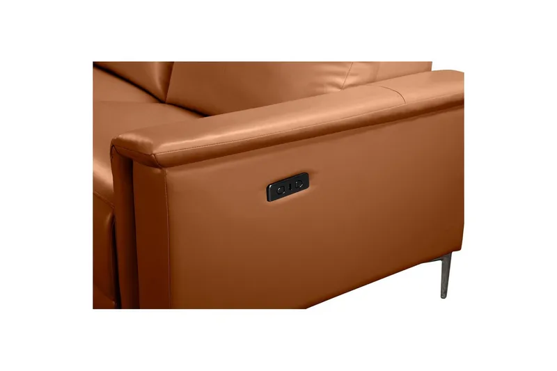 Hörnsoffa 3-sits Lund Cognac, Läder/PU, Vänster Elektrisk Fåtölj - Cognac, Läder/PU, Vänster Elektrisk Fåtölj - Möbler - Vardagsrum - Soffor - Skinnsoffor