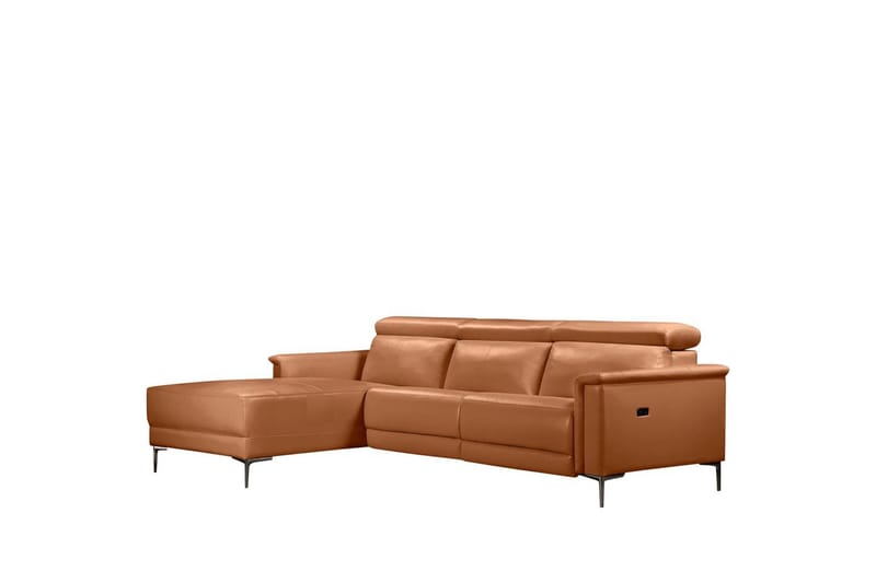 Hörnsoffa 3-sits Lund Cognac, Läder/PU, Vänster Elektrisk Fåtölj - Cognac, Läder/PU, Vänster Elektrisk Fåtölj - Möbler - Vardagsrum - Soffor - Reclinersoffor & Biosoffor