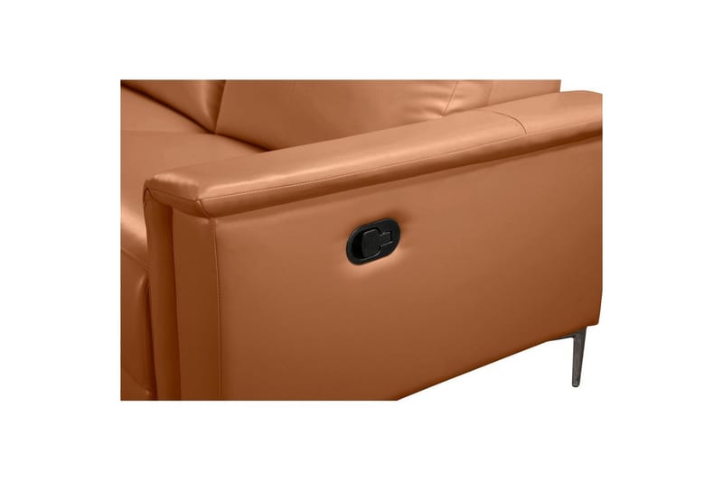 Hörnsoffa 3-sits Lund Cognac, Läder/PU, Vänster Manuell Fåtölj - Cognac, Läder/PU, Vänster Manuell Fåtölj - Möbler - Vardagsrum - Soffor - Skinnsoffor