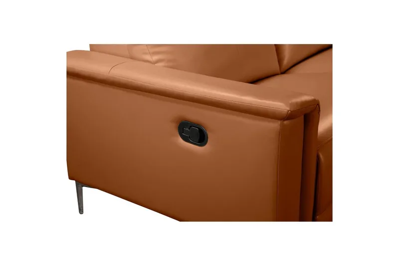 Hörnsoffa 3-sits Lund Cognac, PU, Höger manuell vilstol - Cognac, PU, Höger manuell vilstol - Möbler - Vardagsrum - Soffor - Reclinersoffor & Biosoffor