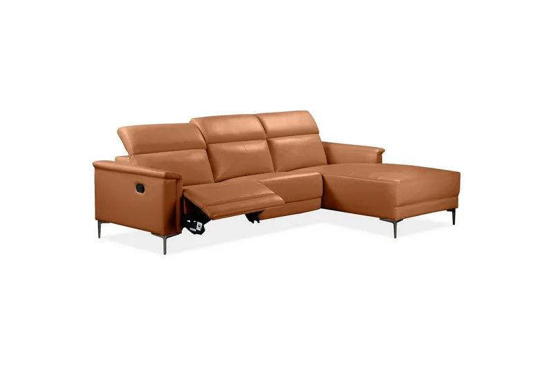 Hörnsoffa 3-sits Lund Cognac, PU, Höger manuell vilstol - Cognac, PU, Höger manuell vilstol - Möbler - Vardagsrum - Soffor - Reclinersoffor & Biosoffor
