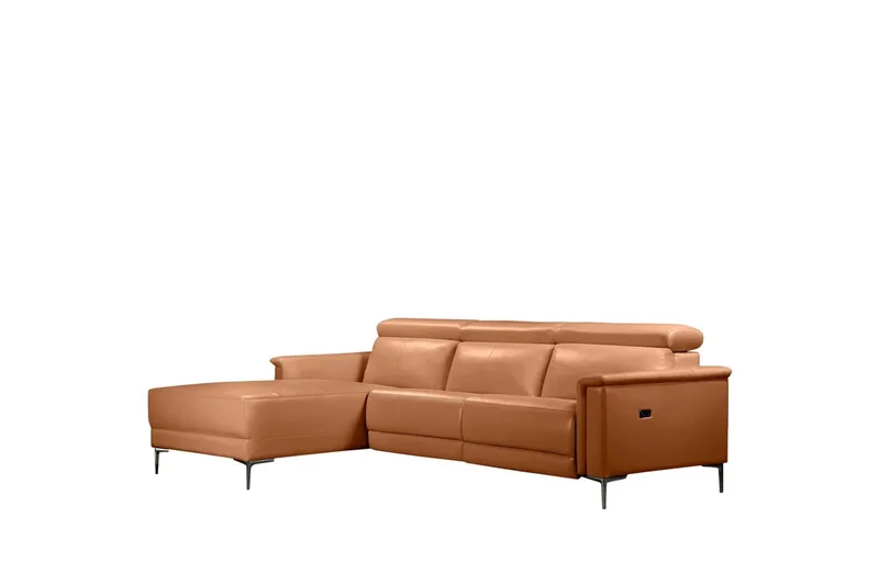 Hörnsoffa 3-sits Lund Cognac, PU, Vänster Elektrisk Fåtölj - Cognac, PU, Vänster Elektrisk Fåtölj - Möbler - Vardagsrum - Soffor - Skinnsoffor
