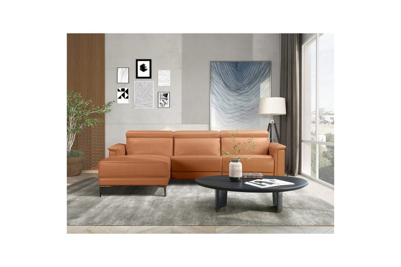 Hörnsoffa 3-sits Lund Cognac, PU, Vänster Manuell Fåtölj - Cognac, PU, Vänster Manuell Fåtölj - Möbler - Vardagsrum - Soffor - Reclinersoffor & Biosoffor