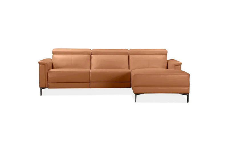 Hörnsoffa 3-sits Lund Cognac, PU, Höger manuell vilstol - Cognac, PU, Höger manuell vilstol - Möbler - Vardagsrum - Soffor - Reclinersoffor & Biosoffor