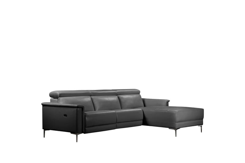 Hörnsoffa 3-sits Lund Grå, Läder/PU, Höger elektrisk vilstol - Grå, Läder/PU, Höger elektrisk vilstol - Möbler - Vardagsrum - Soffor - Reclinersoffor & Biosoffor
