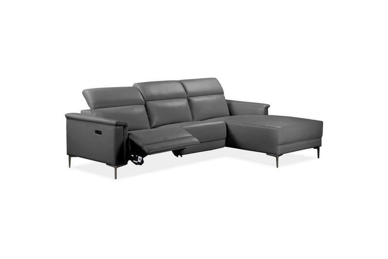 Hörnsoffa 3-sits Lund Grå, Läder/PU, Höger elektrisk vilstol - Grå, Läder/PU, Höger elektrisk vilstol - Möbler - Vardagsrum - Soffor - Reclinersoffor & Biosoffor
