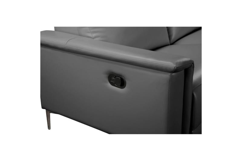 Hörnsoffa 3-sits Lund Grå, Läder/PU, Höger manuell vilstol - Grå, Läder/PU, Höger manuell vilstol - Möbler - Vardagsrum - Soffor - Reclinersoffor & Biosoffor